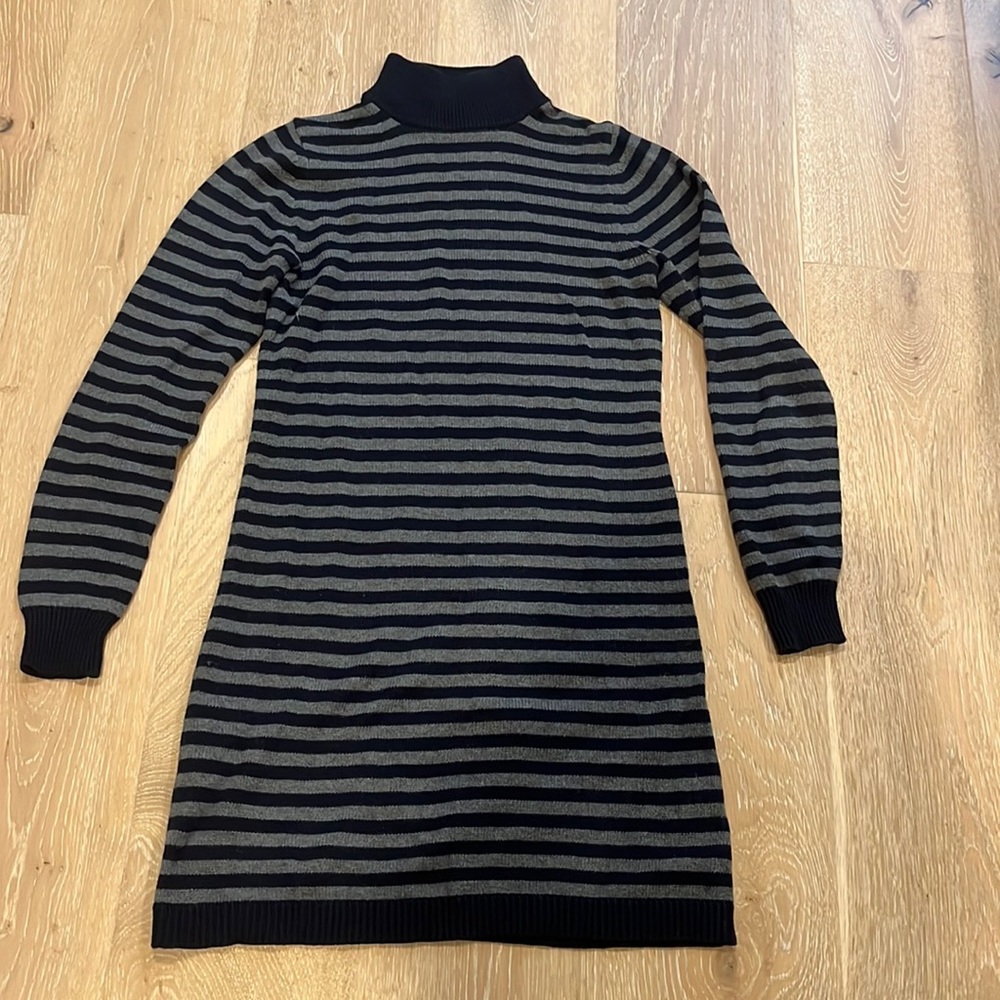 Theory Sweater Dress navy gray stripes Size S